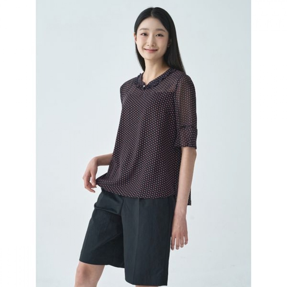 [ジセン] ドットフリルカラーブラウス LFWSO413_NA