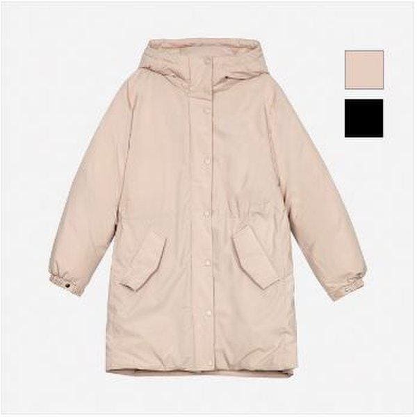 女性フード付きロングダウンジャケット(NUL865)-KG