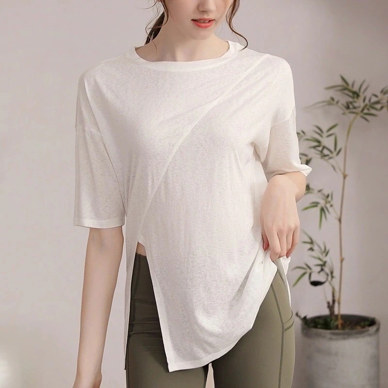 春 夏 ファッション レディースヨガウェア ヨガトップス ジャージゆったり半袖 Tシャツ フィットネスブラウス ピラティス トレーナー レディース ヨガウェア フィットネスウェア