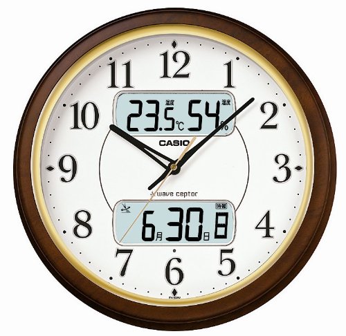 カシオ 温度・湿度計 夜見えライト 秒針停止機能付き 電波アナデジ掛時計 ITM-800NJ-5JF
