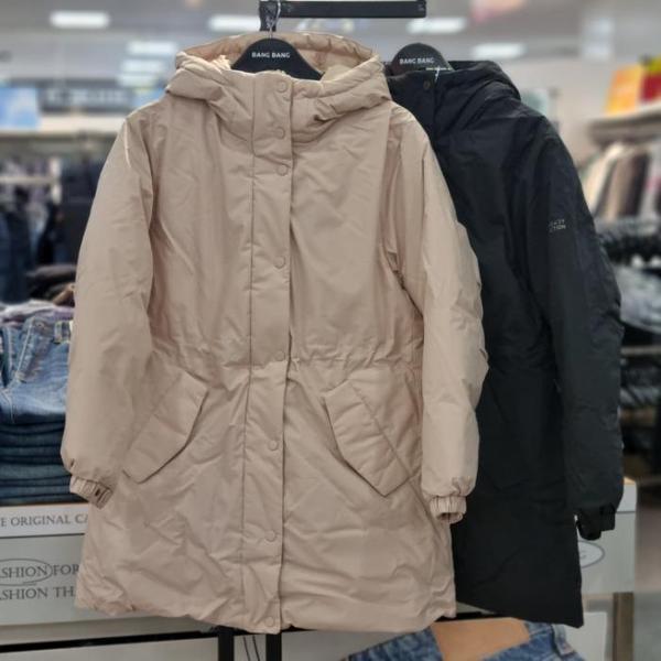 HC21 女性用フード付きウエストストリングロングパディングジャンパー NUL865 (S43187368)