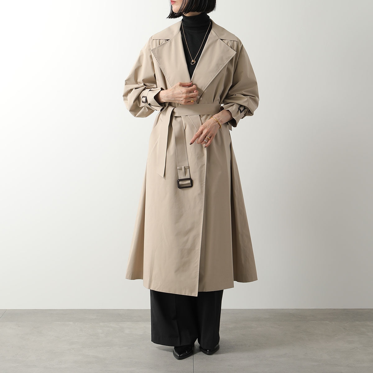 WEEKEND MAX MARA ウィークエンド マックスマーラ トレンチコート FATTO ファット ベルト付き ロング丈 テクニカル キャンバス 撥水 001