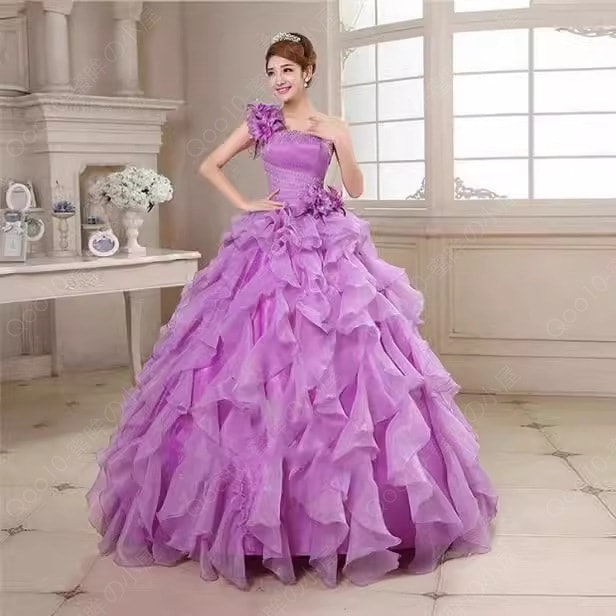 カラードレス ウェディングドレス ロングドレス 演奏会 コンサート 舞台衣装 大きいサイズ ワイン ブルー-18