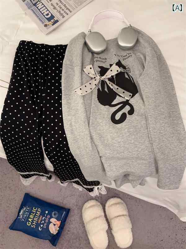 パジャマ　レディース　かわいい レースの パジャマ レディース 春秋 綿 長袖 かわいい ホーム 服 スーツは 夏に 外で 着用 できます