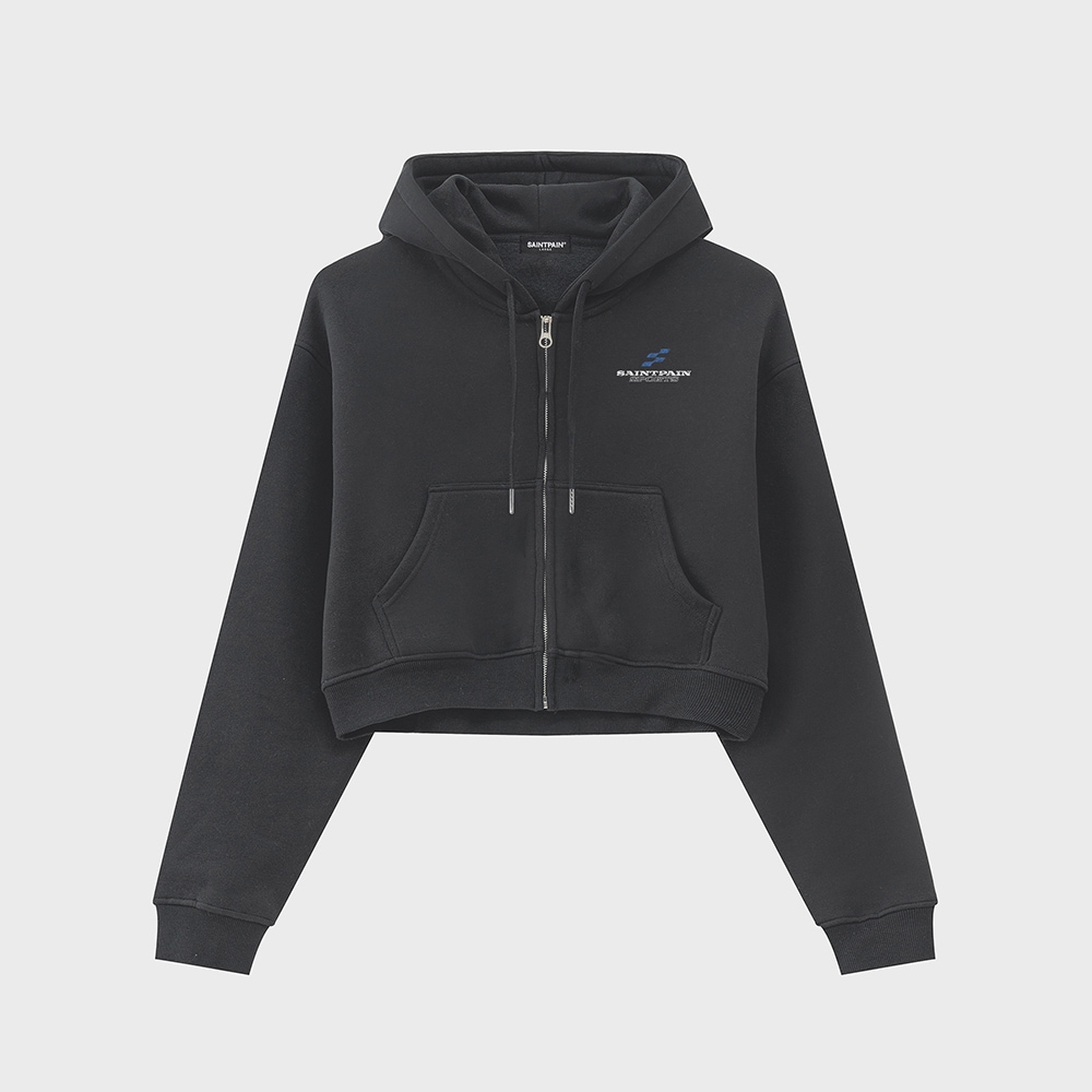 SP BLOCK CROP HOOD ZIP UP-BLACK