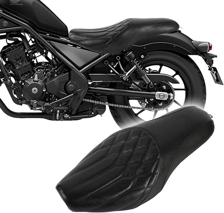 互換品日本在庫レブル250 500 本革調 ロングシート 高密度クッション 乗り心地向上 ボルトオン交換 Kagura motors (ネオダイヤ・ガンファイター, 純正互換仕様)