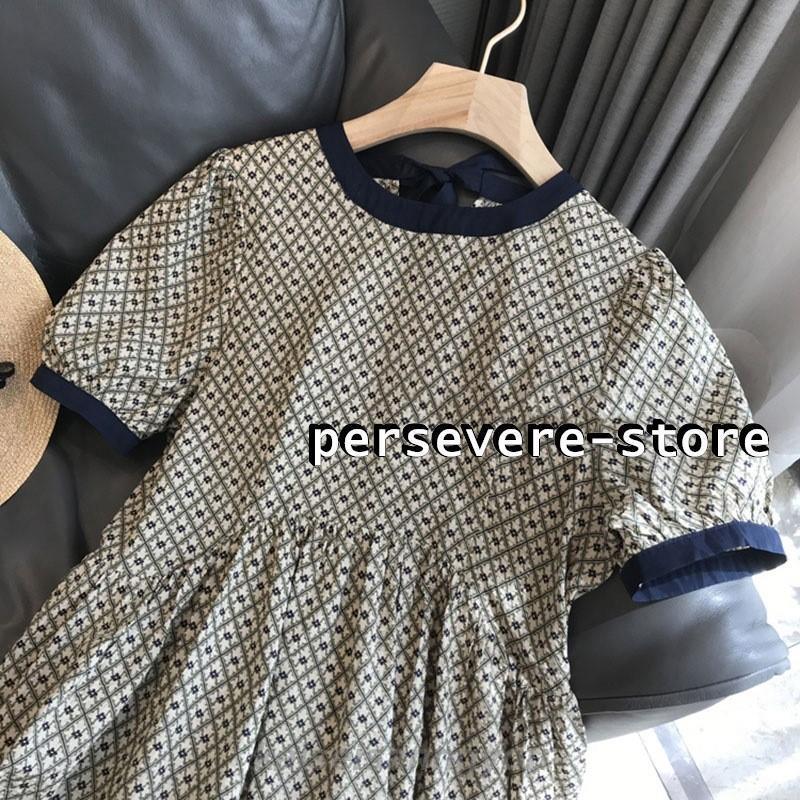 ワンピース 膝丈 きれいめ 夏 ワンピース レディース 半袖ベージュ ひざ丈 ワンピース 花柄 ファッション 結婚式 Aライン ロング丈 痩せる 20代30代4