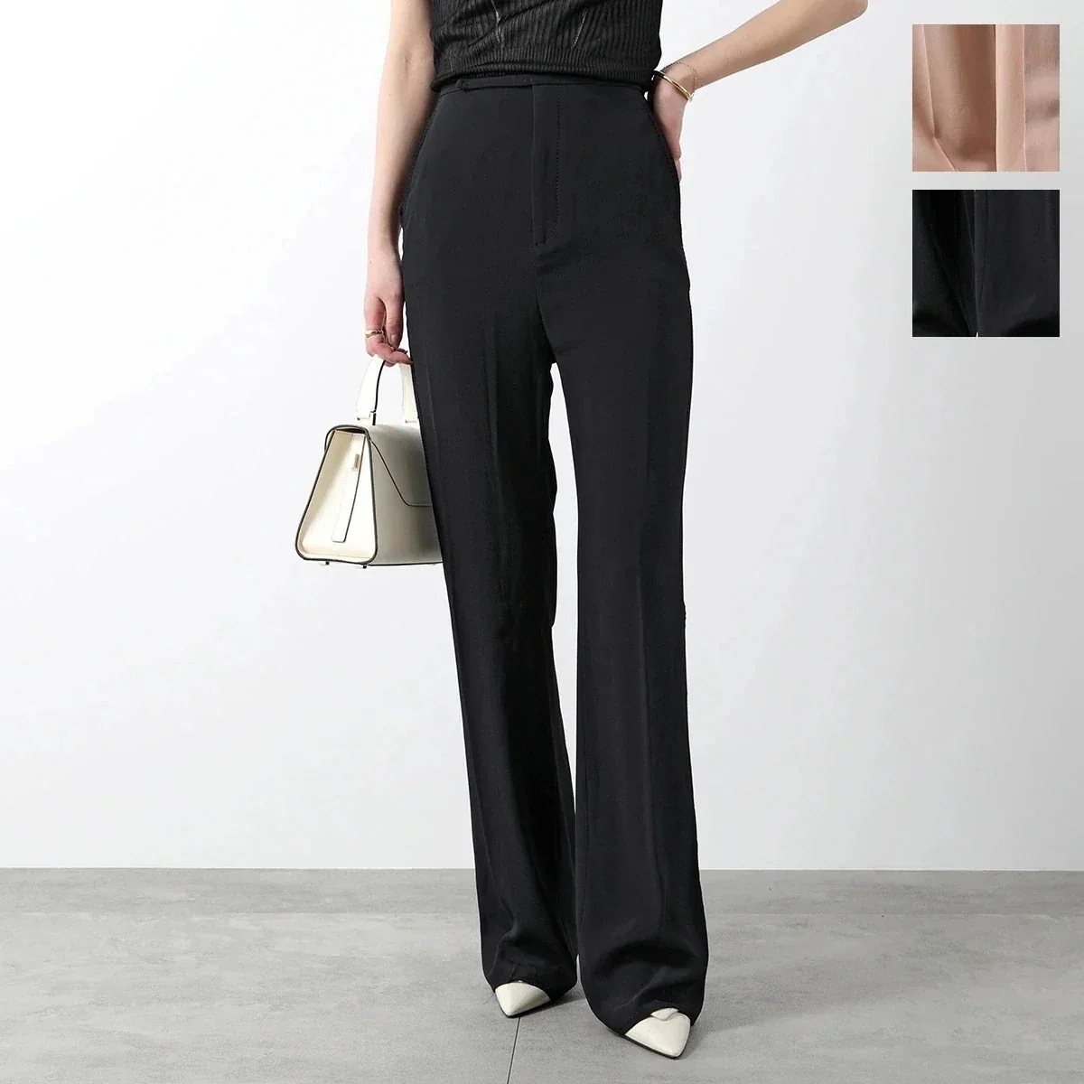 N21 ヌメロヴェントゥーノ パンツ B021 5111 レディース シルクブレンド スリムフィット センタープレス フレア カラー2色