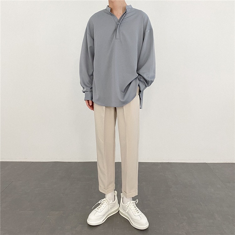 通勤する デザインセンス 質感 長袖 シャツ メンズ 秋 ゆったりする シンプル トレンド