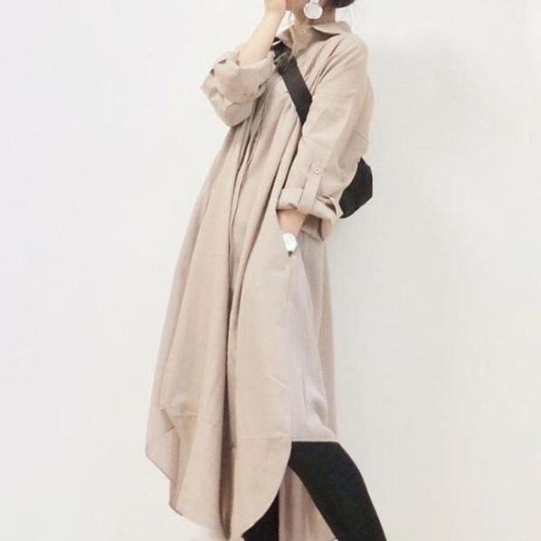 アウター スプリングコート ロングシャツ シャツスタイル 羽織り 薄手 ゆったり ロングコート 長袖 ドロップショルダー バックル付き フレア Aライン こなれ感 フェミニン 大人女子 オシャレ