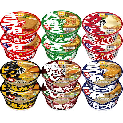 他サイト： マルちゃん 和風麺カラフル6種セット ( 計12個 /6種 ) カップ麺 詰め合わせ 食べ比べ セット (うどん・ そば・カレーうどん・力もちうどん・鴨だしそば・きつねそば) 東洋水産の商品画像