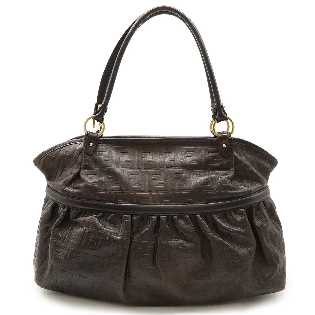 ズッカ柄 シェフバッグ トートバッグ ショルダーバッグ オールレザー ダークブラウン 茶 ゴールド金具 8BH18