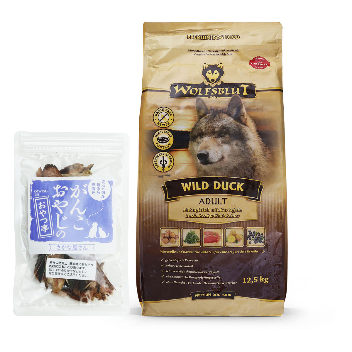 ウルフブラット アダルト ワイルド ダック(ダックとポテト) 12.5kg 【国産無添加さかなのおやつ付き】