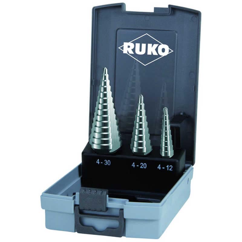 RUKO社　RUKO 3枚刃スパイラルステップドリル 3本組セット ハイス　101326RO