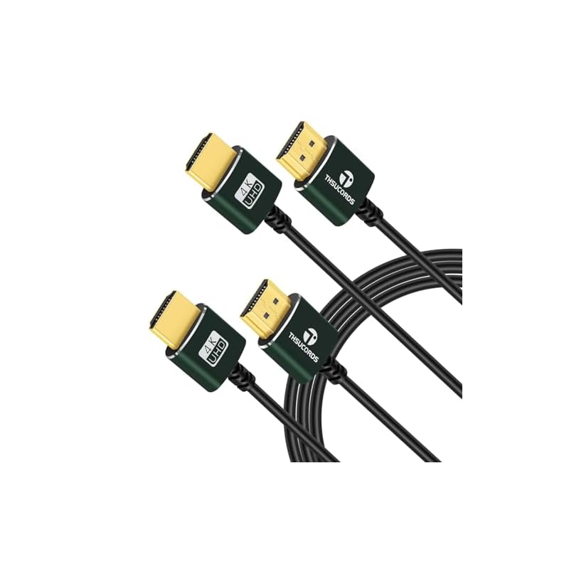 Thsucords 薄型HDMI-HDMIケーブル 3M 2本入り. 柔らか &ウルトラスリム フレキシブル HDMI高速 4K@60Hz 18gbps 2160p 1080p 適格請求書発行可