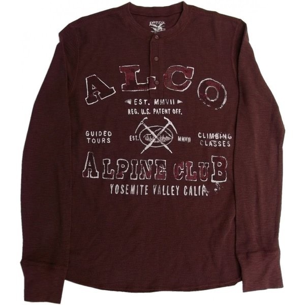 アメリカンリビング ヘンリーネック 長袖 Tシャツ サーマル マルーン American Living AL2-005