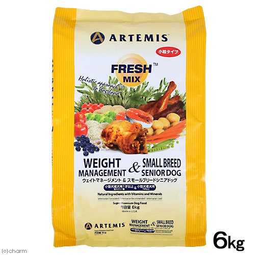 ドッグフード　アーテミス　フレッシュミックス　ウェイトマネージメント＆スモールシニアドッグ　小粒タイプ　６ｋｇ　正規品　ＣＲＣ45―03―10―01―00