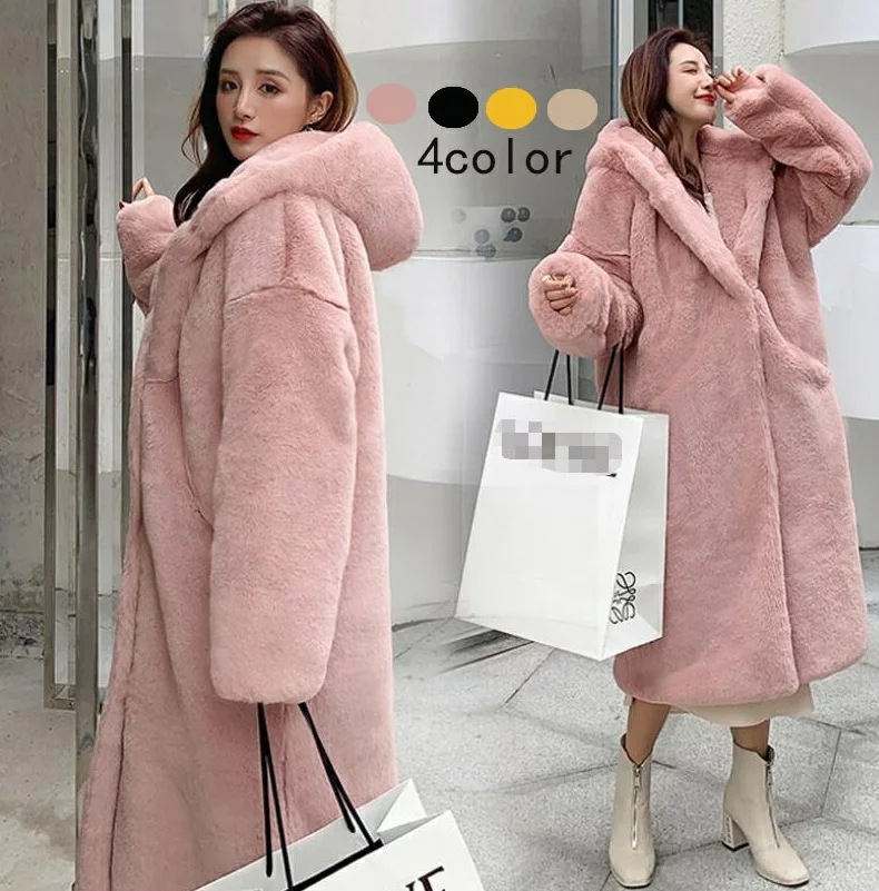 フェイクファーコートレデイースファーコートかわいい毛皮コート春冬服203040カジュアルモコモコ韓国風ロング丈コートきれいめ長袖アウター高品質暖かい厚
