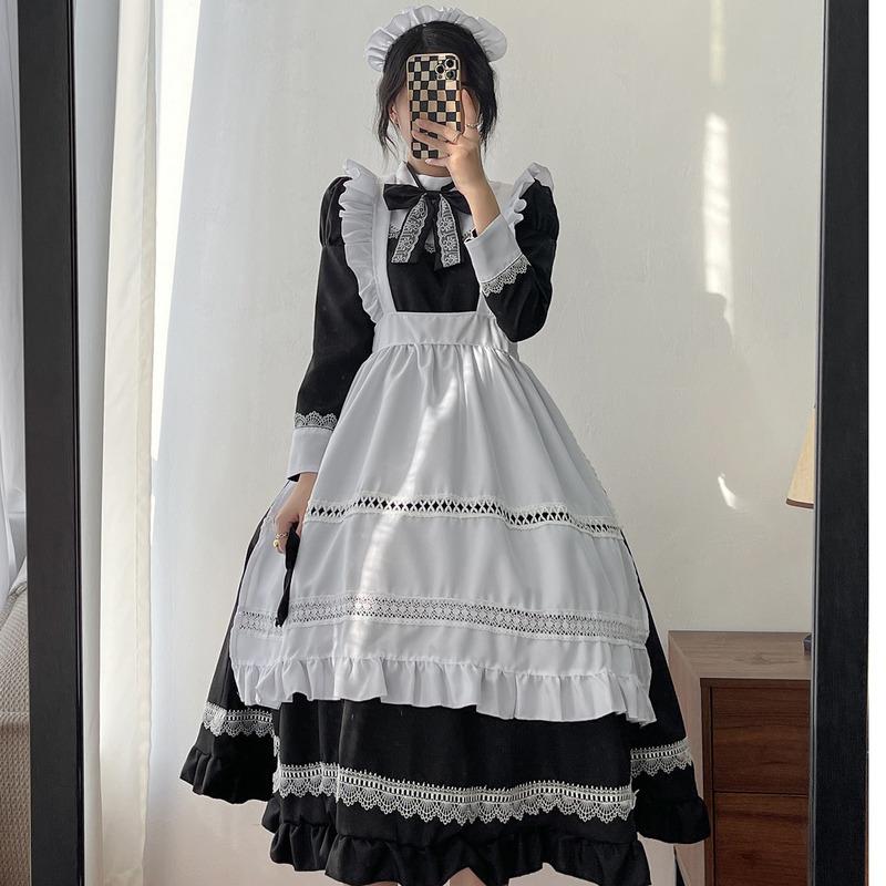 イギリス風の冬のドレス長袖コスチュームコスプレロールプレイング衣装制服かわいいドレスプラスサイズメイド
