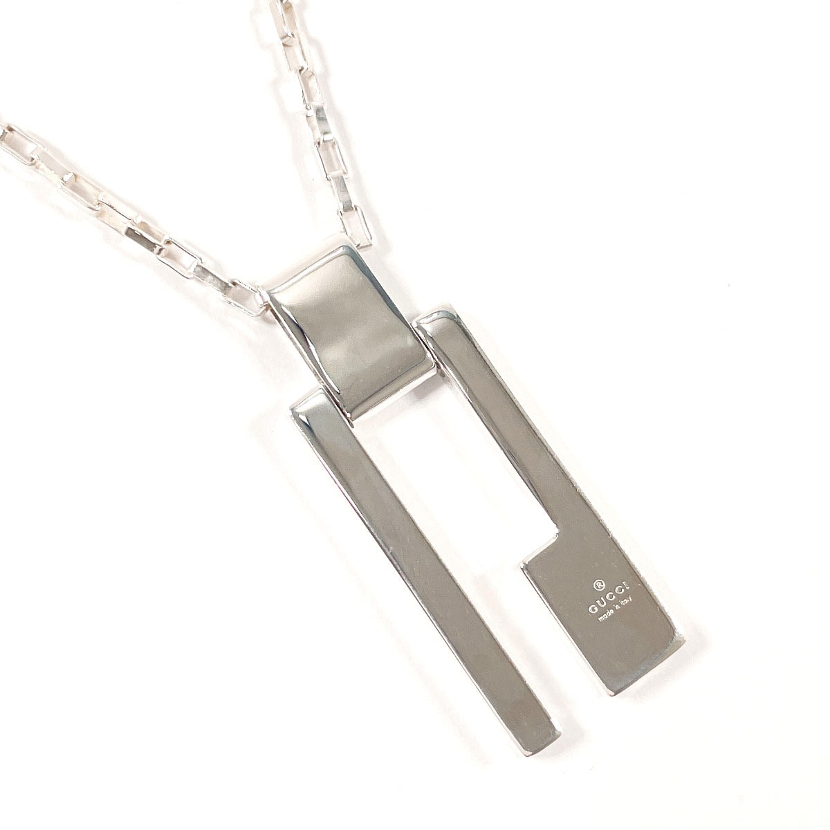 145171 J8400 8106 Gロゴ プレート ネックレス シルバー シルバー925 ユニセックス