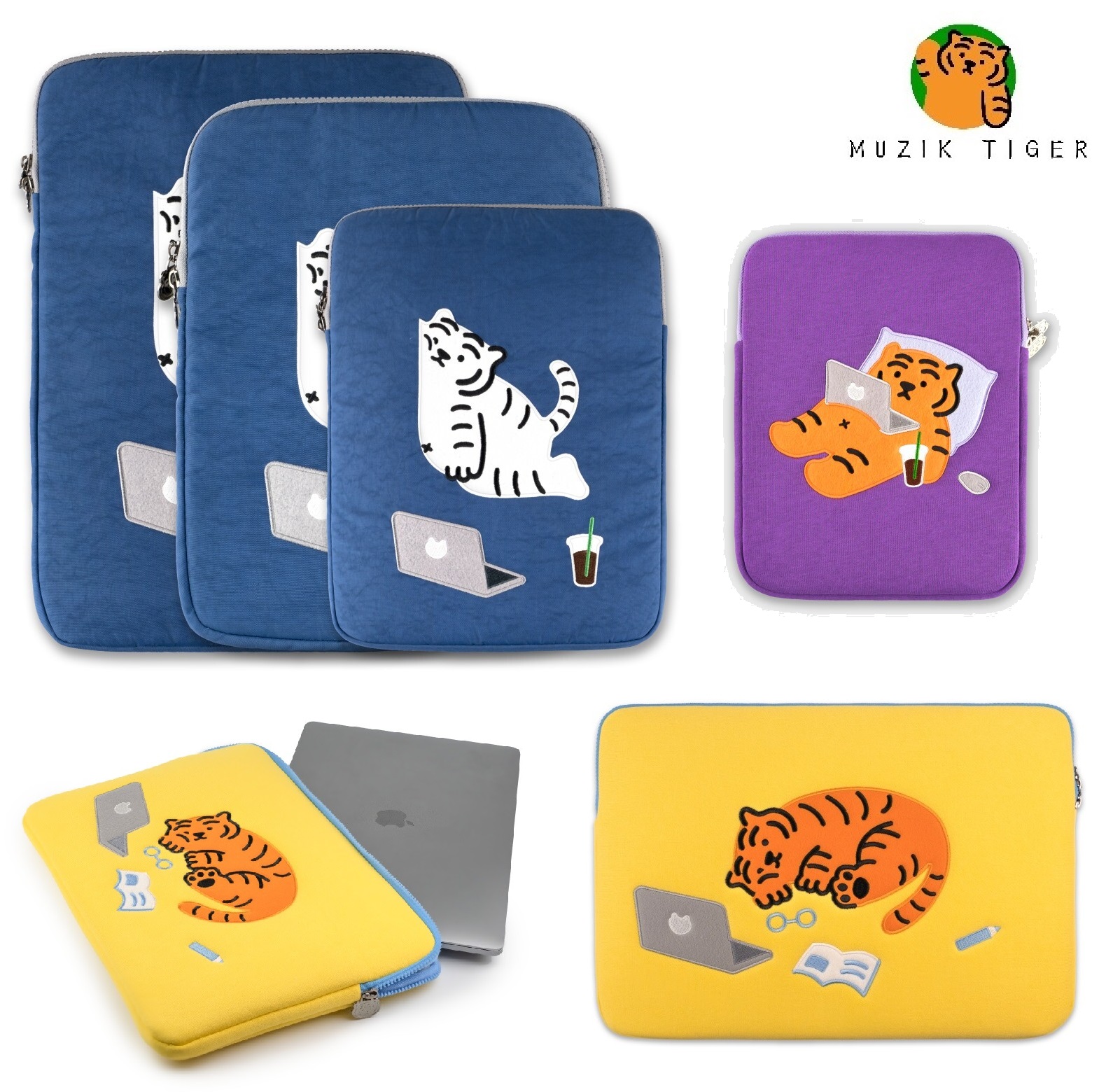 Its OK / Stay home / Sleepy tiger Laptop / Tablet Pouch 9.7-16inch 新商品 韓国人気 男女共用 韓国ファッション カップルアイテム
