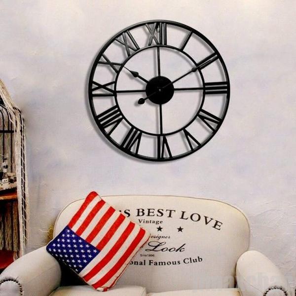 人気爆発大きなアイアンフレーム アンティーク 壁時計 ウォールクロック 雑貨 壁掛け時計 アイアン雑貨 男前インテリア 掛け時計 アンティークデザイン アメリカンクロックインテリア