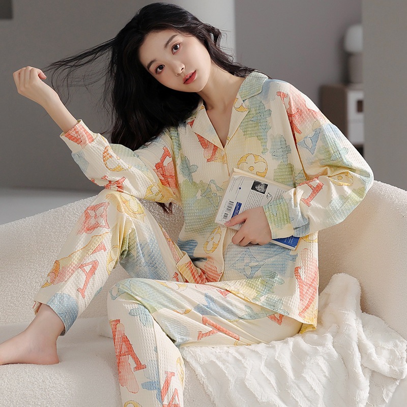 パジャマ ご婦人 春秋モデル 純綿 長袖 秋 綿100% 薄い型 甘い 可愛い 女性用 夏 部屋着 スーツ
