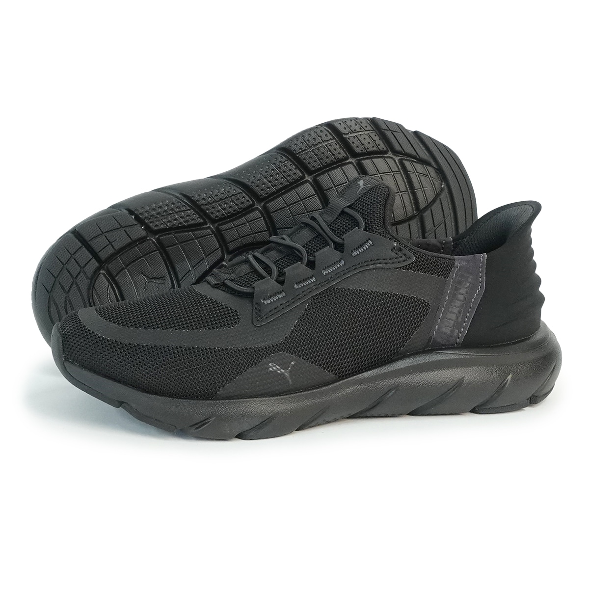 スニーカー スリッポン メンズ レディース ソフトライド フレックスレース イーズイン ALT ワイド ランニングシューズ 311996_02 ブラック/グレー