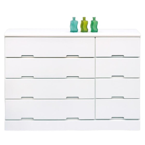 日本製 鏡面 エナメル塗装 ローチェスト 引き出しスライドレール 120cm幅 ホワイト 完成品 チェスト タンス 衣類収納 引出し収納