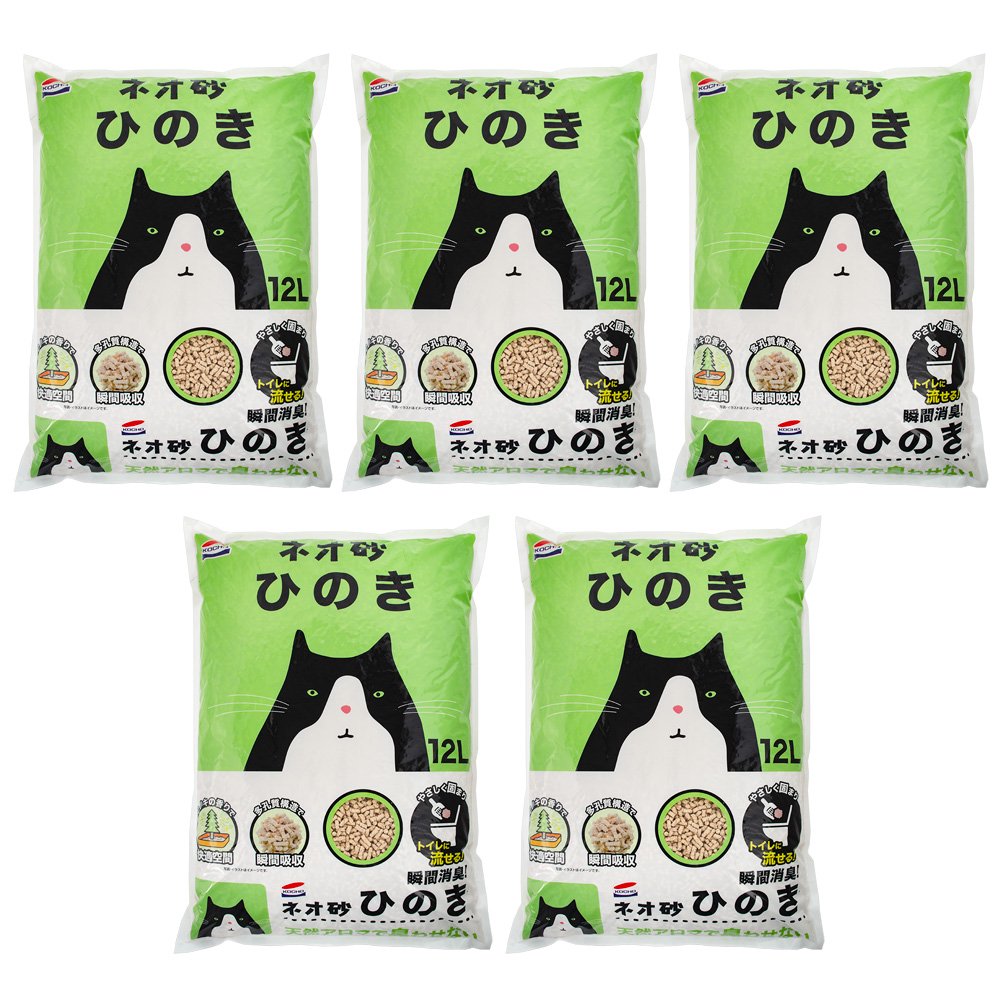 猫砂　お一人様１点限り　コーチョー　ネオ砂　ひのき　１２ＬX５袋　流せる　固まる　燃やせる　ＣＲＣ30―14―30―10―00