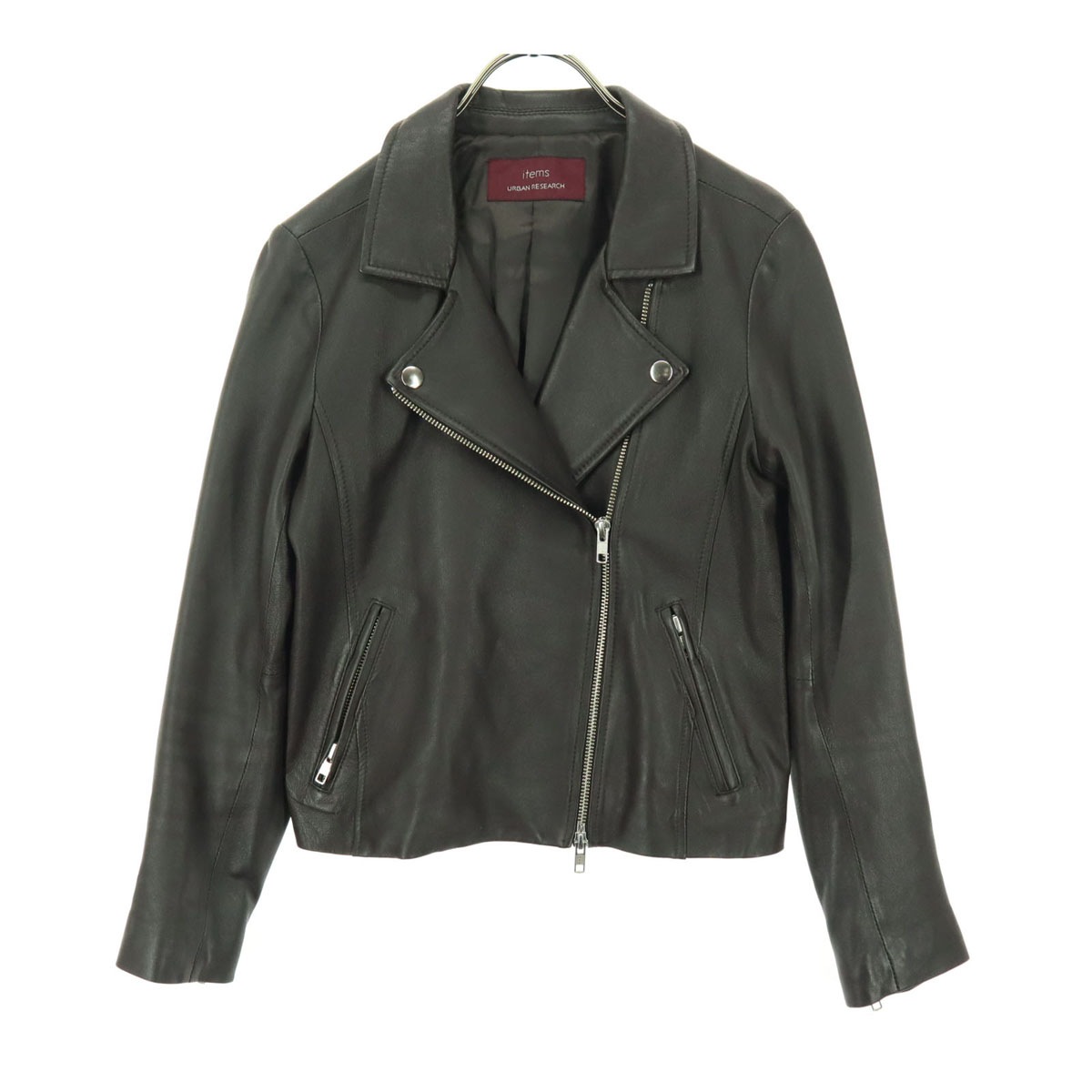 ITEMS アイテムズ レザー ダブルライダースジャケット 36 ブラウン URBAN RESEARCH 羊革 レディース 古着