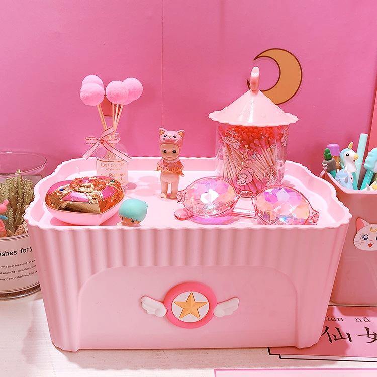 人気No.1 本体 ピンクの女の子収納ボックス付き蓋収納ボックスプラスチック破片ボックス食品内服化粧品収納ボックス 【56%OFF!】