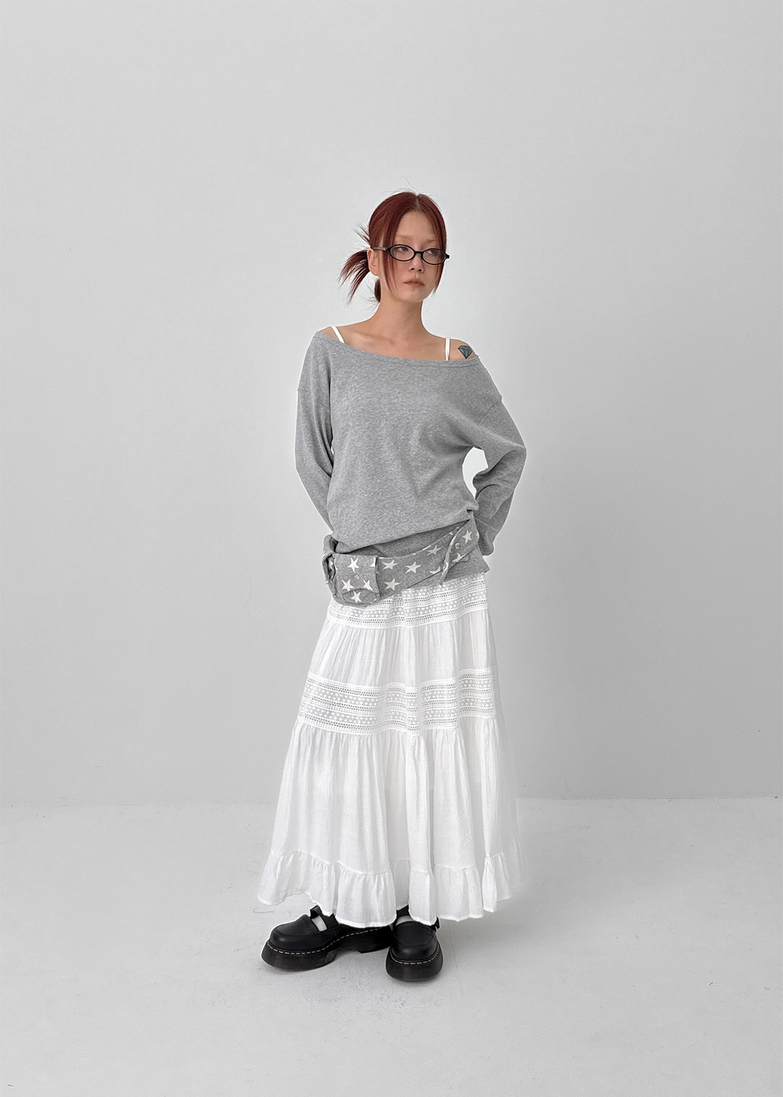 ディロンヴィンテージパンチングフレアロングスカート