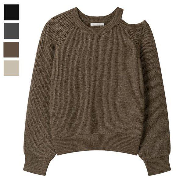 女子ベロス ショルダー トリム ラウンド ニット SGW-KN-Q095-モカブラウン 7,010円