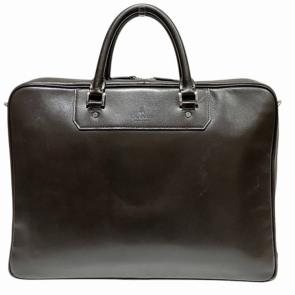 ランバン ブラウン レザー バッグ ビジネスバッグ ハンドバッグ 【中古】