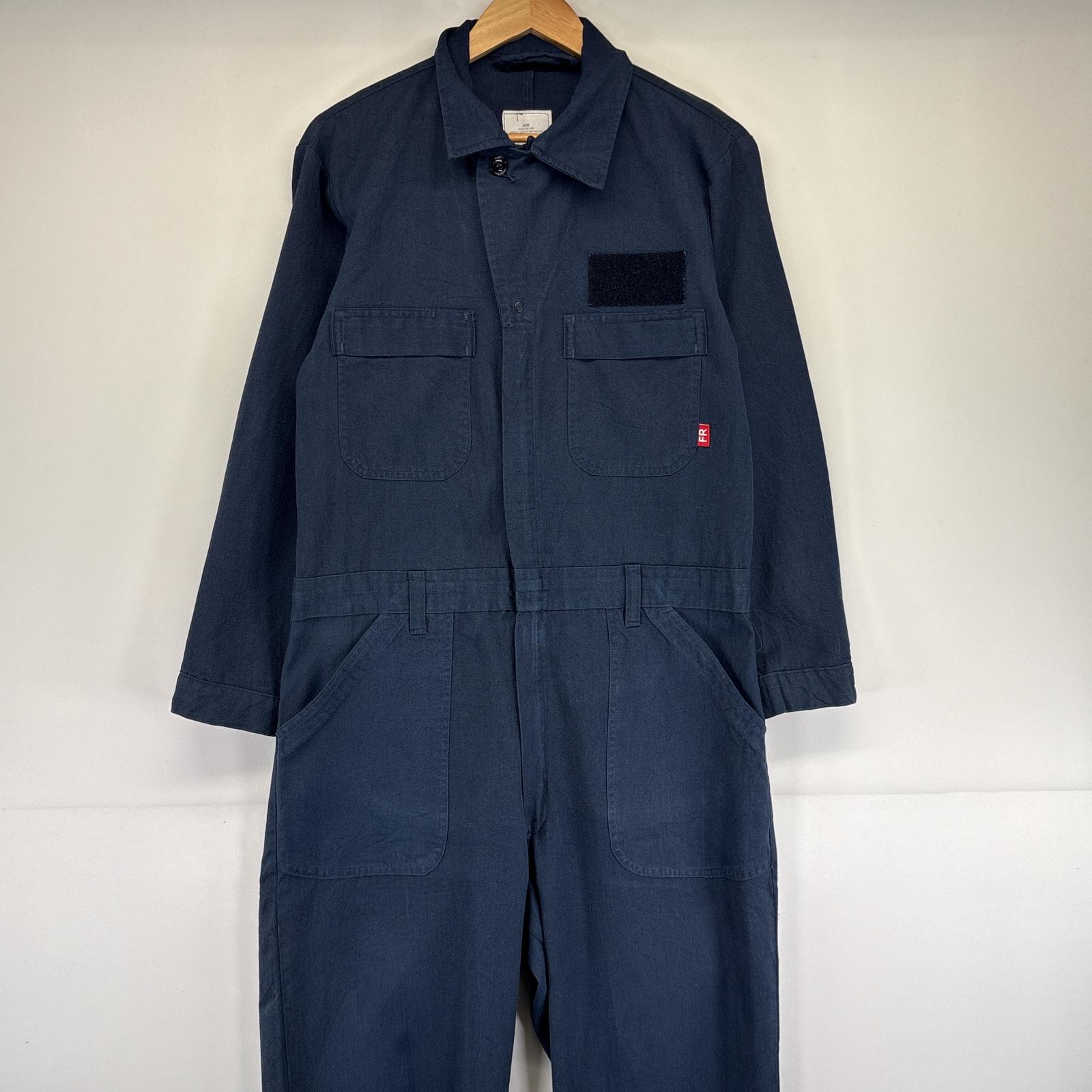 古着 ミリタリー 長袖つなぎ 米軍実物 オールインワン ワーク 作業着 FR ベルトループ 2019年 ベルトループ 42R ネイビー メンズ