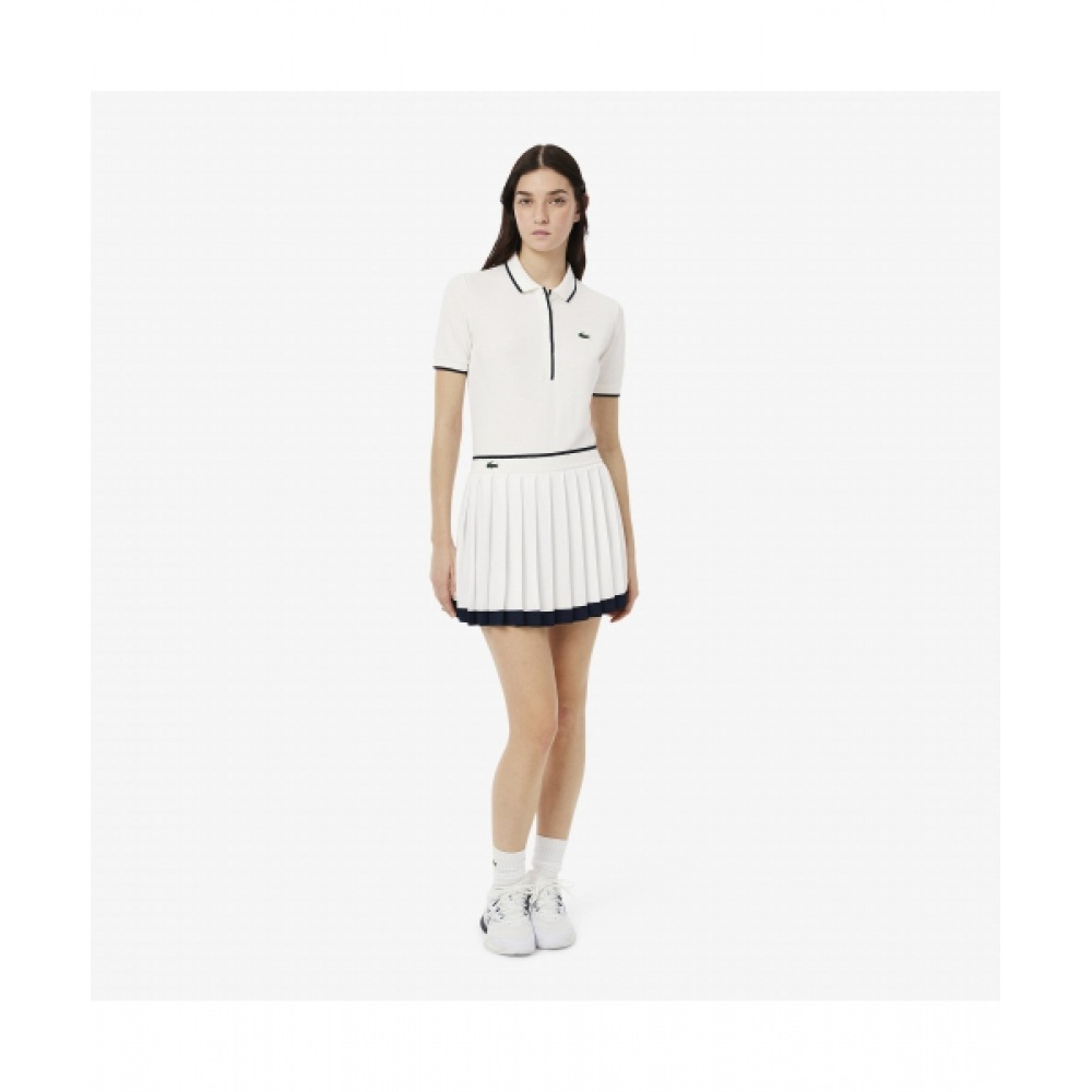 LACOSTE レディース テニス ティッピング プリーツスカート [ホワイト]