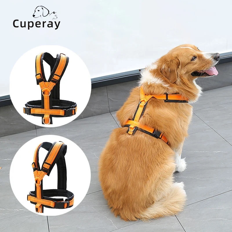 大型犬用ハーネス,調節可能なナイロンハーネス,二重強化,フレンチ犬,ヒスキー,金色の再試行剤,ラブラドール,犬用ハーネス