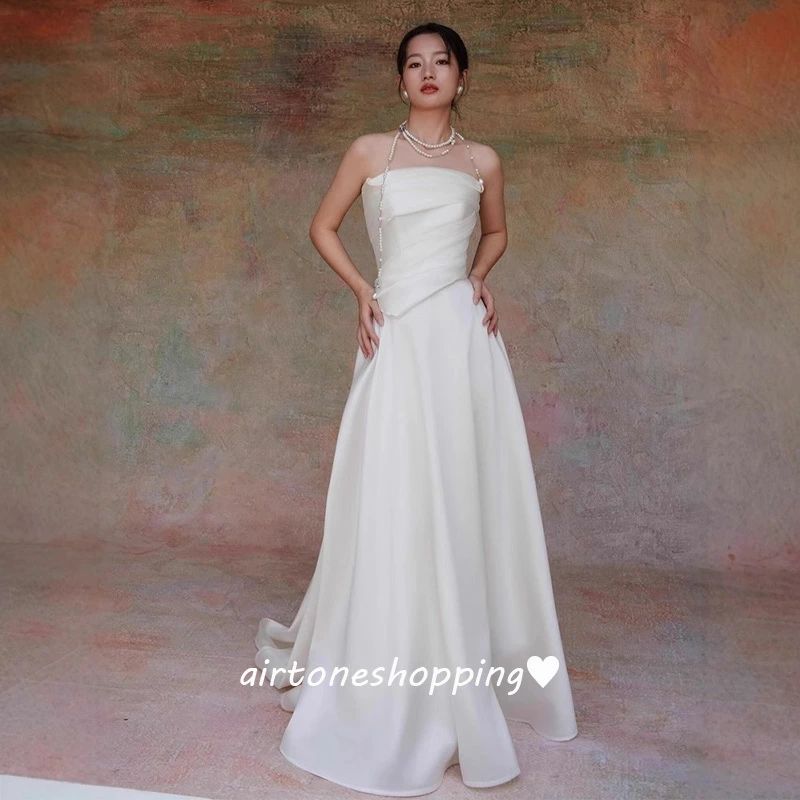 送 料 無 料 二次会ドレス ウェディングドレス ビスチェドレス 白 サテン ロングドレス 結婚式ドレス 二次会 ノースリーブ ホワイトドレス ウェディング ドレス Aライン 海外挙式 撮影 XS S