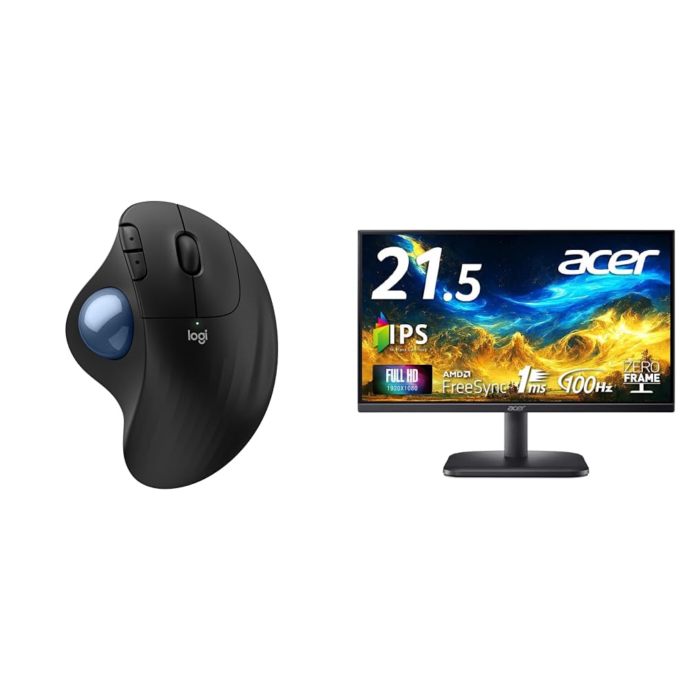 【セット買い】 【Amazon.co.jp限定】 ロジクール 静音 ワイヤレス トラックボール マウス M575SPD + Acer スタンダードモニター 21.5インチ EK221QE3bi