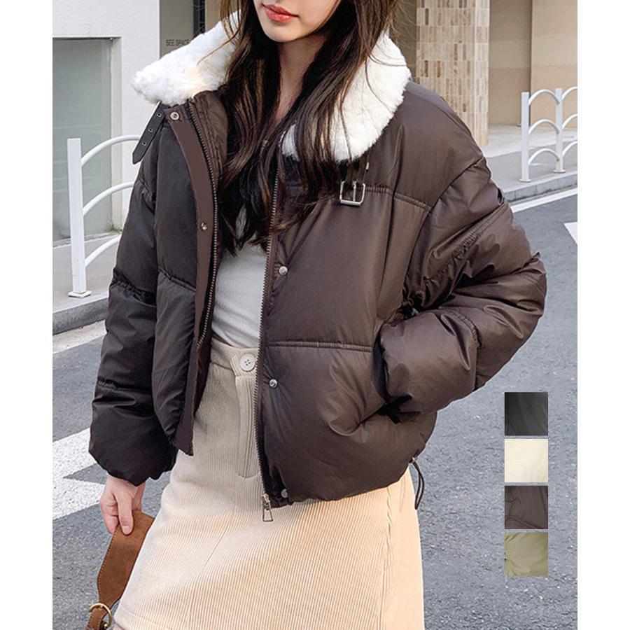 【2枚200/円OFF】ボア襟エコダウン 中綿ブルゾンボア襟エコダウン