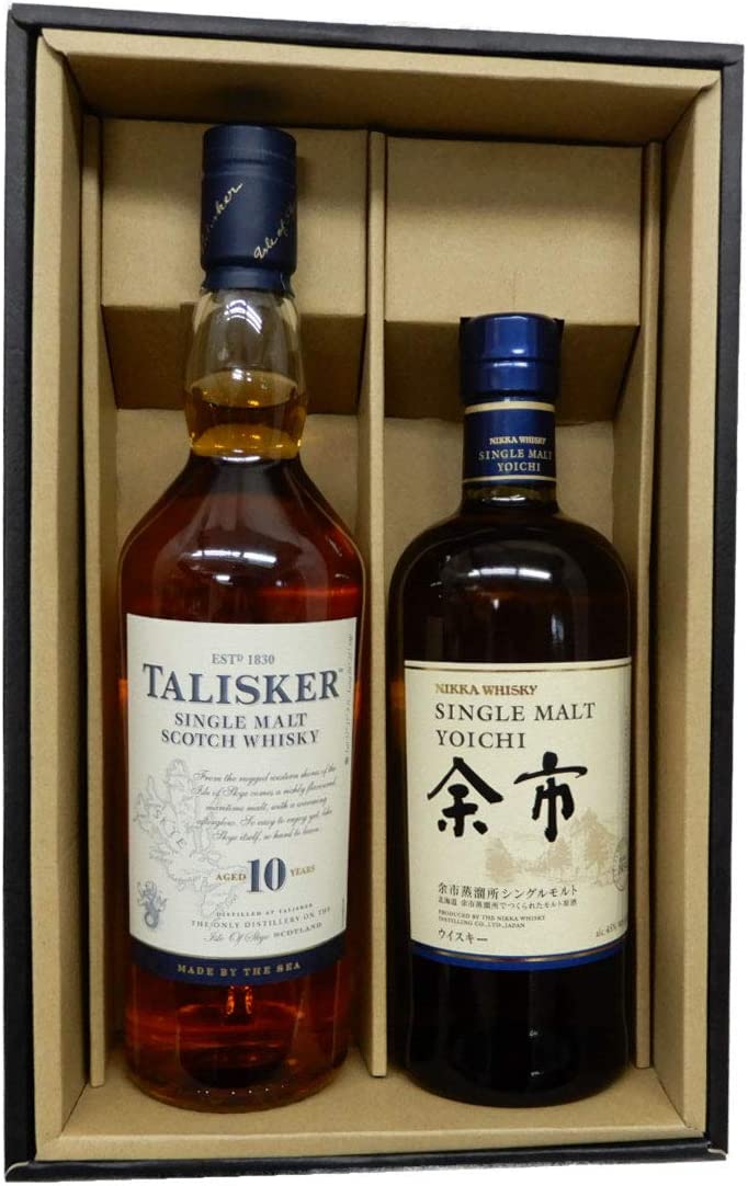 飲み比べ 和洋 モルトウイスキー700ml シングルモルト余市 45度 & タリスカー10年 45.8度 2本ギフトセット