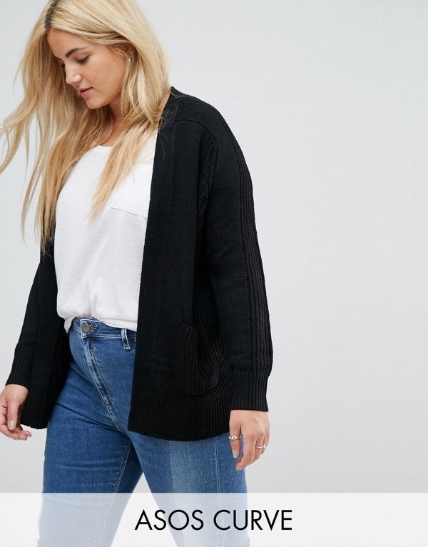 ASOS エイソス レディース 大きめサイズ ゆったりサイズ 送料無料 Black CURVE Ultimate Chunky Knit Cardigan 5,341円