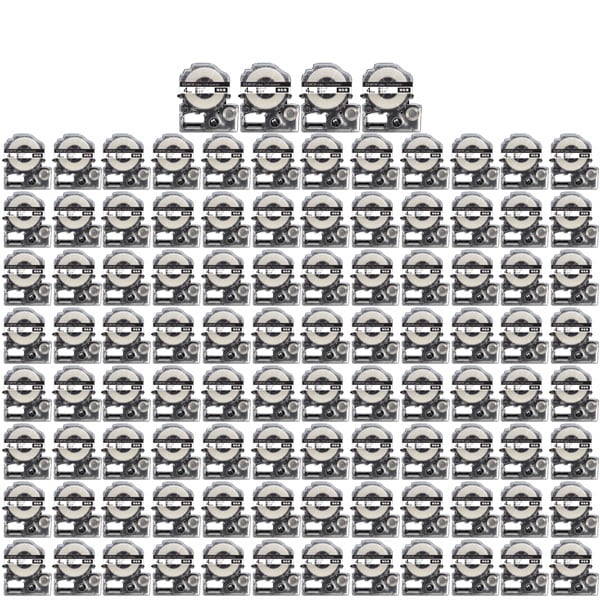 キングジム用 テプラ PRO 互換 テープカートリッジ SS4KW 白ラベル 強粘着 100個セット 4mm／白テープ／黒文字