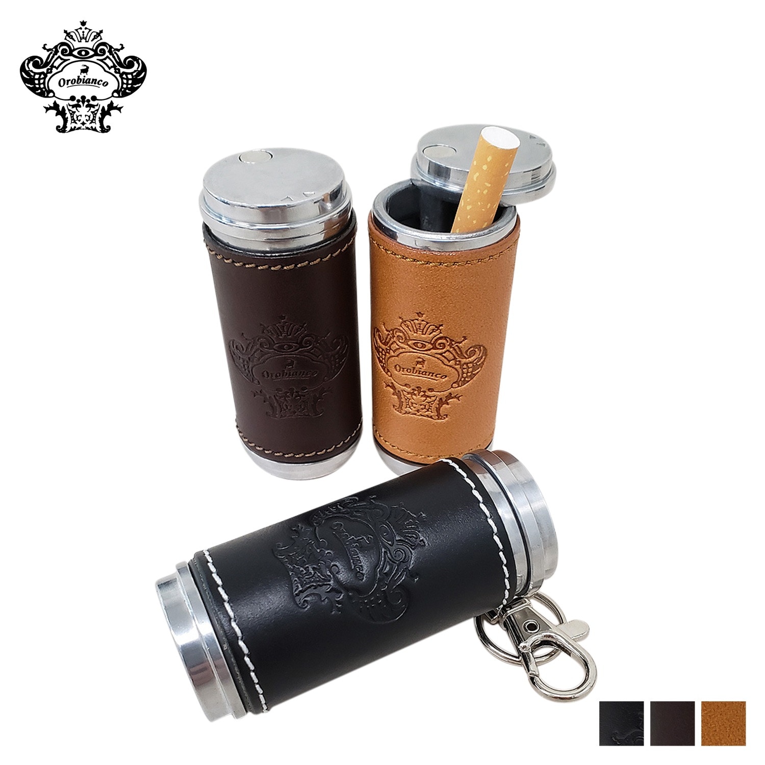 携帯灰皿 メンズ レディース 本革 筒型 ORA-001