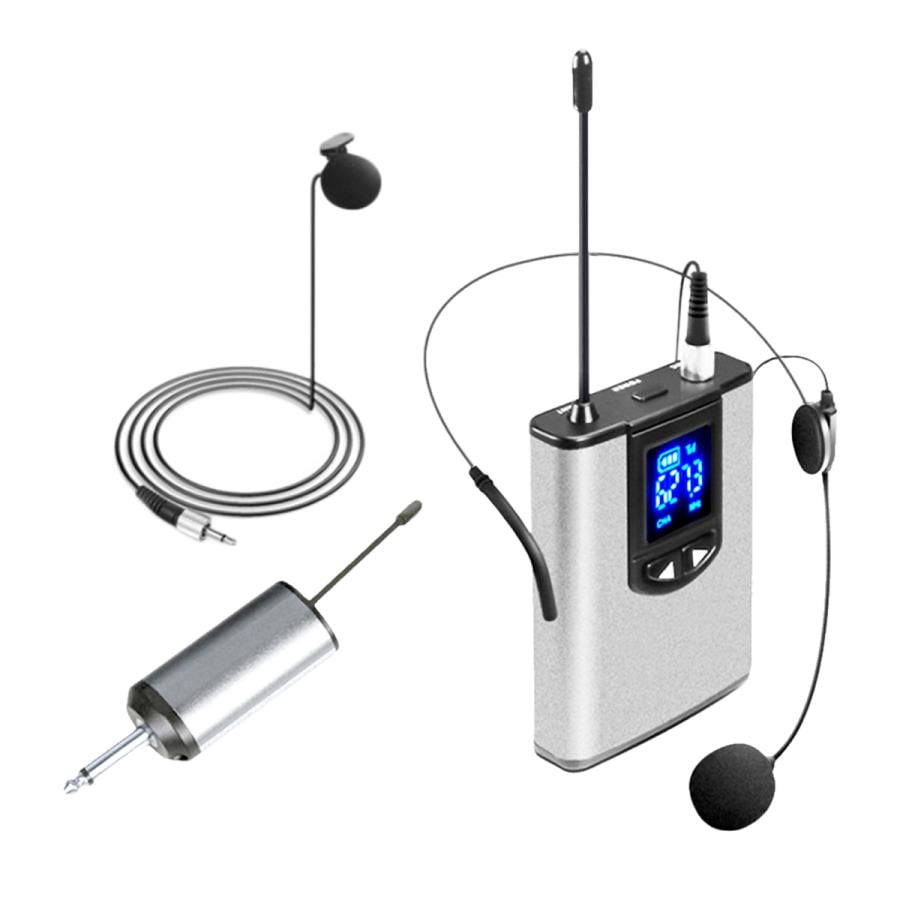 ボディパックトランスミッター付きUHFヘッドセットマイクラベリアラペルマイク