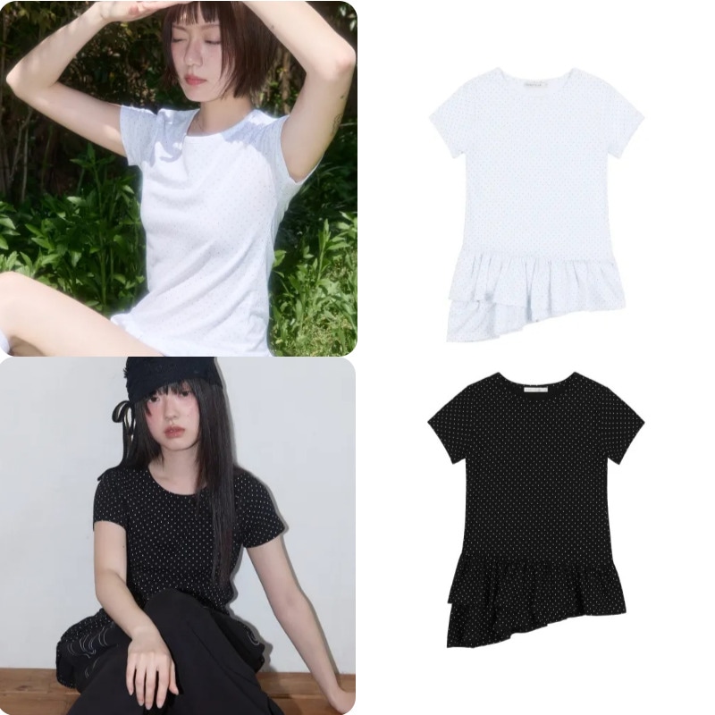 フリル レイヤード ドット Tシャツ F25QB128