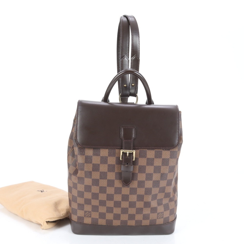 美品 ダミエ ソーホー N51132 レザー×コーティングキャンバス リュックサック リュック バックパック ショルダー バッグ レディース RCE CO19-4 中古