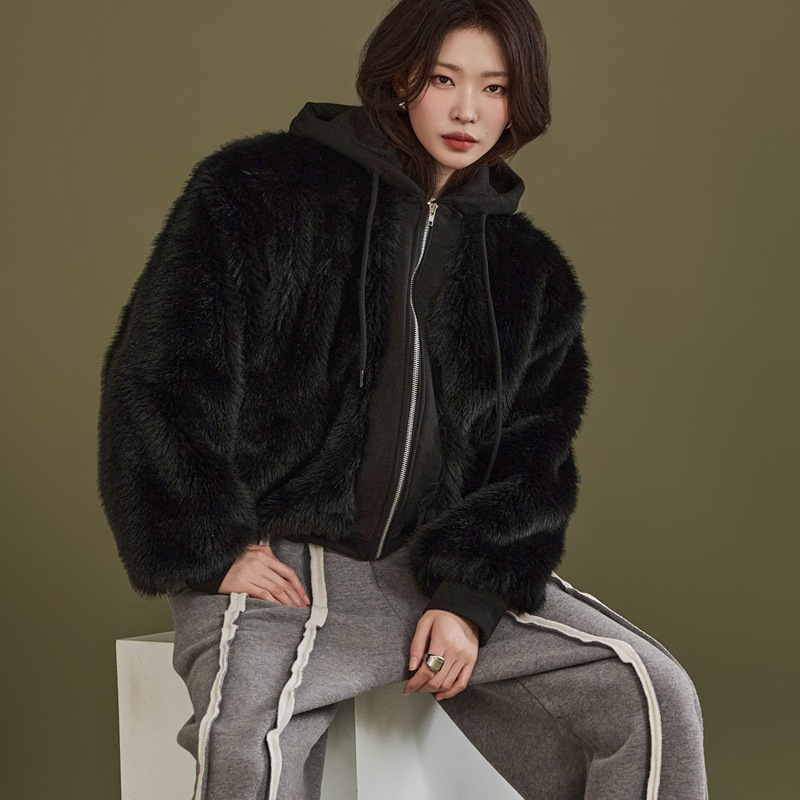 J2122 フード セット ファー 起毛 ジップアップ