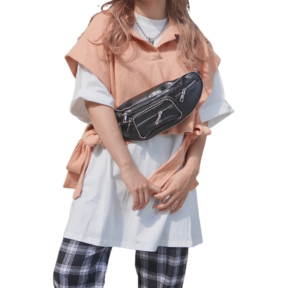 Side Ribbon Vest+T-shirts Onepiece 2P SET (sherbet orange) A,D,G レディース